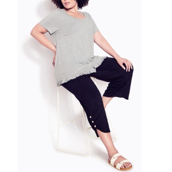 Zim & ZOE Gray Cotton Mae Ruffle Hem Top Size 20 NWT (R17.5) - Picture 4 of 6